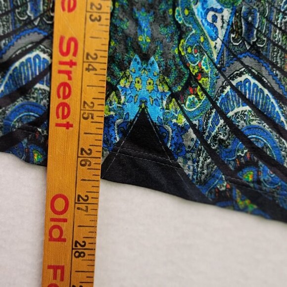 Robert Kitchen Canada Womens Long Sleeve Peacock Print Asymmetrical Top L New - Picture 11 of 12